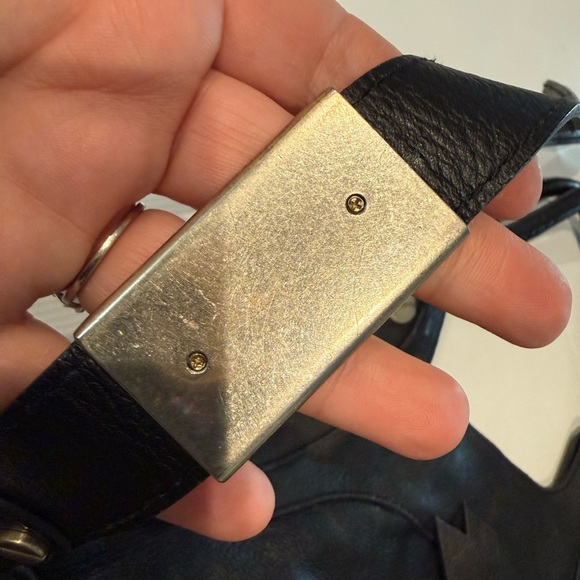 Foley + Corinna Black Leather Shoulder Bag with Silver Accents - Picture 5 of 13